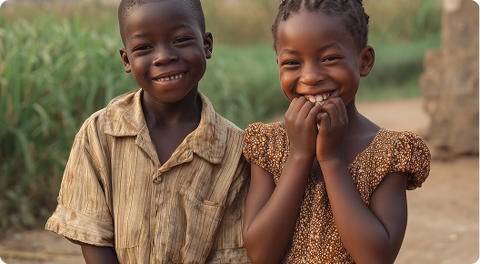 طفلان يبتسمان